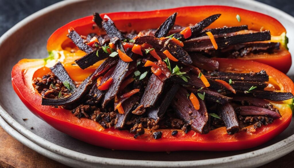 biltong platter with bell peppers